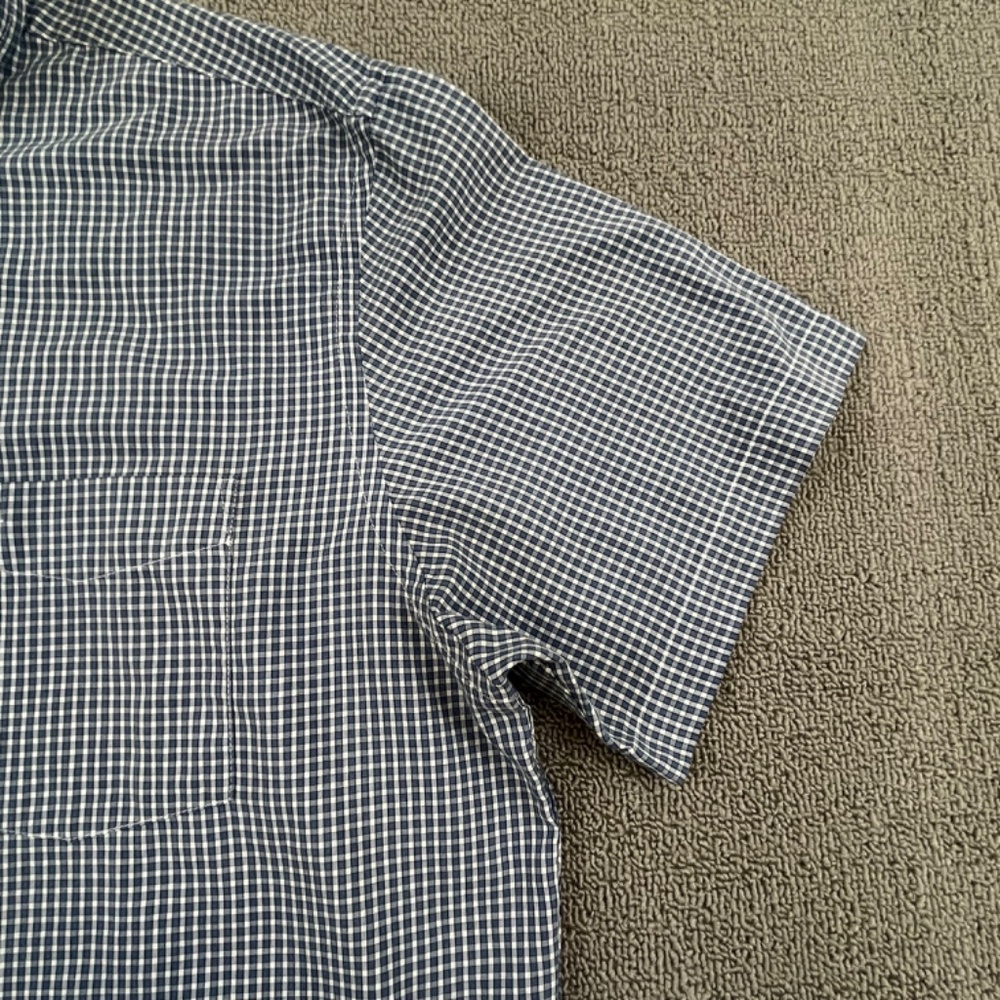 Docker Shirt Adult Extra Large Blue Button Up Check Short Sleeve Casual Men - Picture 4 of 9